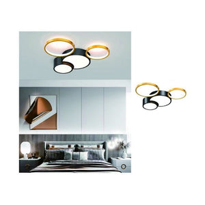 Trade Shop - Plafoniera Led 36w 4 Cerchi Oro Nero Lampada Da Soffitto Moderno Luce 4000k 70951         