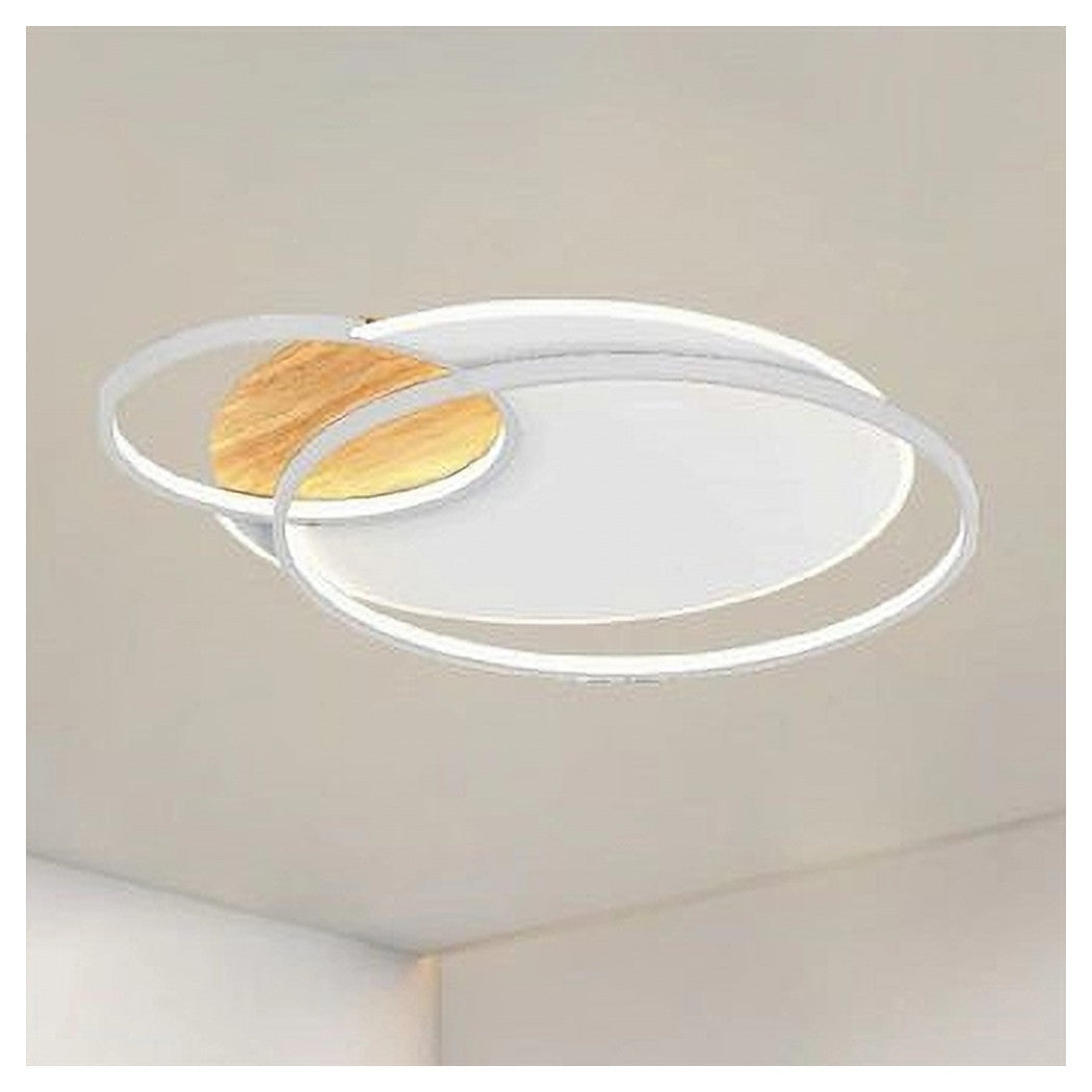 Trade Shop - Plafoniera Led 38w Cerchi Bianco Lampadario Soffitto Moderno Luce Naturale 70838         