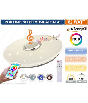 Plafoniera Led 3in1 Rgb 62w Circolare Cielo Stellato Bluetooth Altoparlante App         