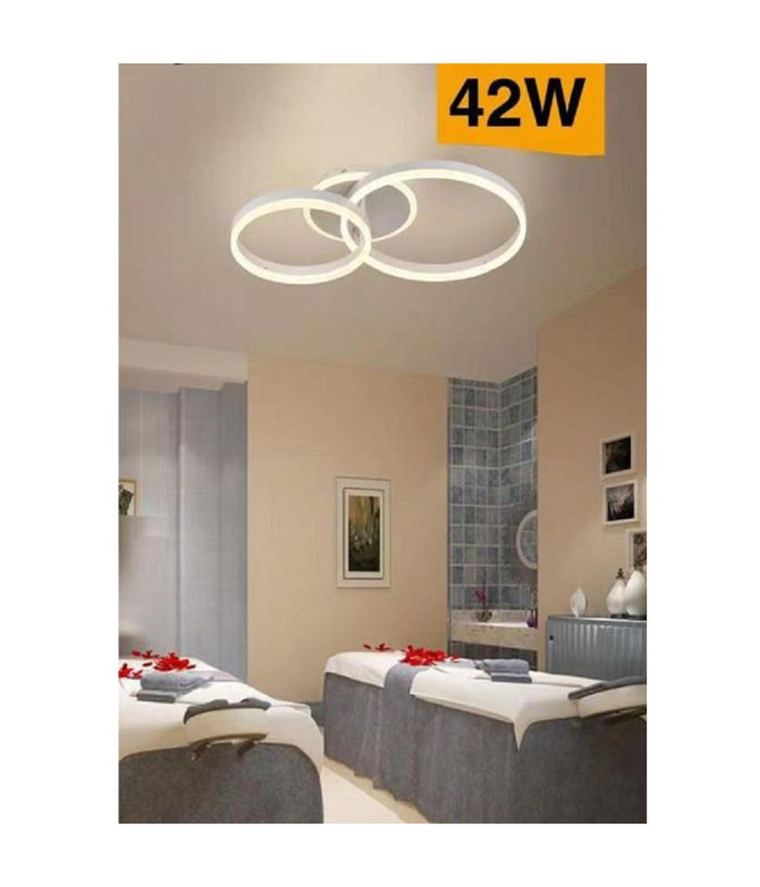 Plafoniera Led 42 W Lampadario C35 Bianco Moderno Cerchi Luce 4000k 6500k 3000k  -bianco Caldo      -