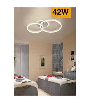 Plafoniera Led 42 W Lampadario C35 Bianco Moderno Cerchi Luce 4000k 6500k 3000k         