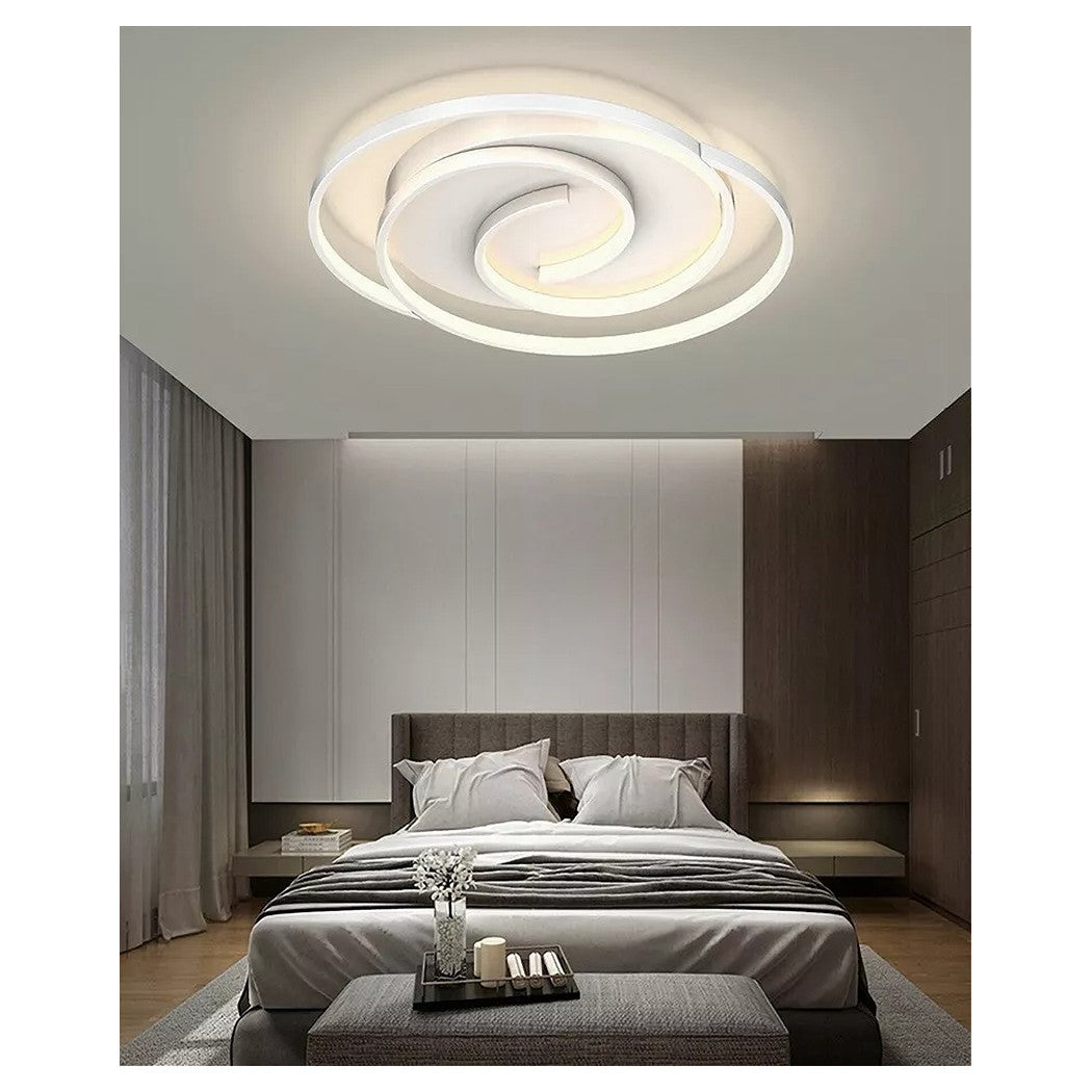 Trade Shop - Plafoniera Led 45w Cerchio Spirale Vortice Bianco Lampadario Soffitto Luce 6500k 70609         