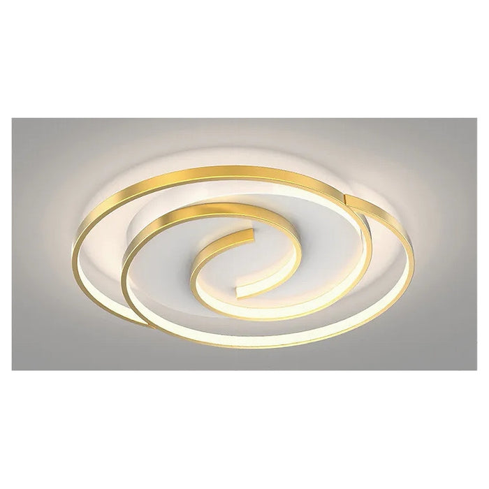 Trade Shop - Plafoniera Led 45w Cerchio Spirale Vortice Oro Lampadario Soffitto Luce 4000k 70630         