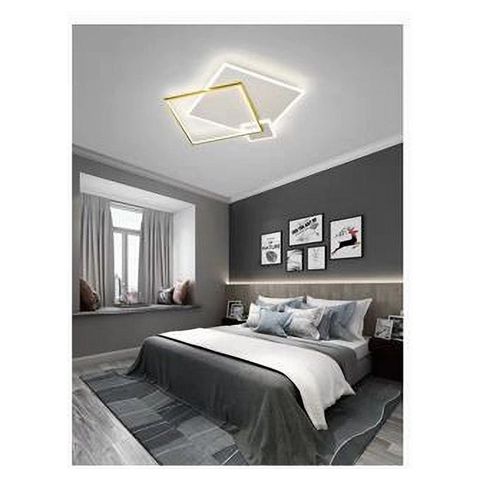 Trade Shop - Plafoniera Led 46watt Quadrato Oro Moderno Lampadario Soffitto Luce Bianco 71486         