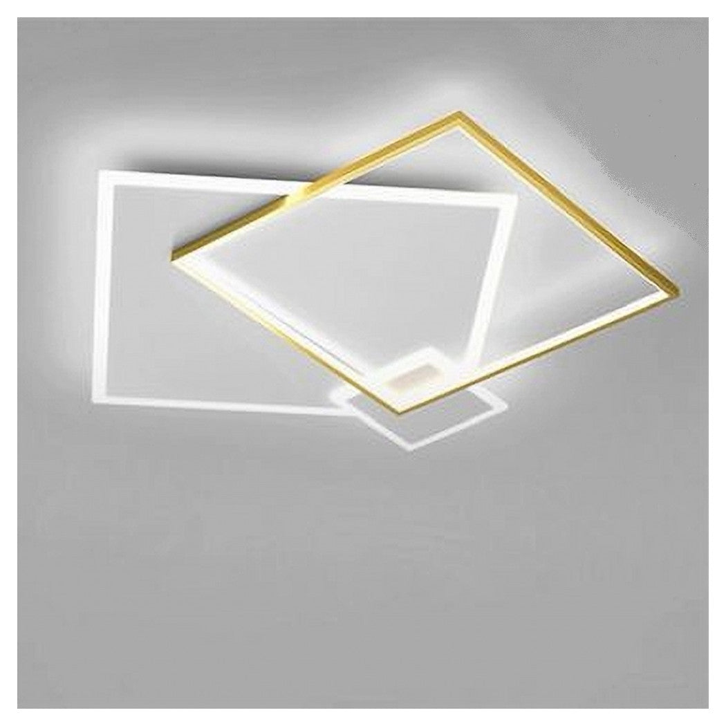 Trade Shop - Plafoniera Led 46watt Quadrato Oro Moderno Lampadario Soffitto Luce Bianco 71486         