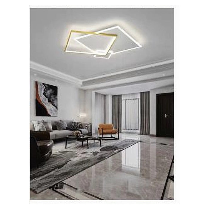 Trade Shop - Plafoniera Led 46watt Quadrato Oro Moderno Lampadario Soffitto Luce Bianco 71486         