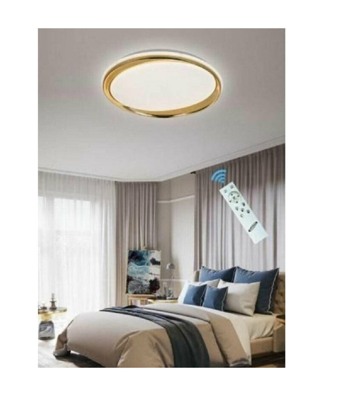 Plafoniera Led 48 W Oro Dimmerabile In Metallo Acrilico Luce 4000k 6500k C1         