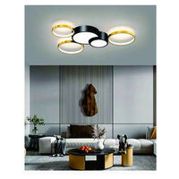 Trade Shop - Plafoniera Led 48w 5 Cerchi Oro Nero Lampada Da Soffitto Moderno Luce 6500k 71022         