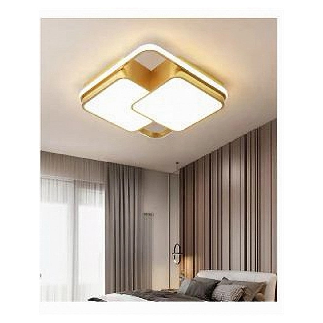 Trade Shop - Plafoniera Led 48w Quadrato Oro Moderno Lampadario Soffitto Luce Naturale 71455         