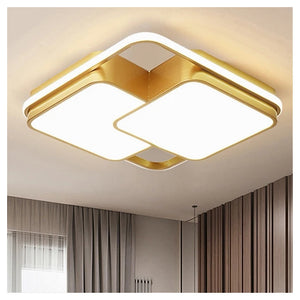 Trade Shop - Plafoniera Led 48w Quadrato Oro Moderno Lampadario Soffitto Luce Naturale 71455         