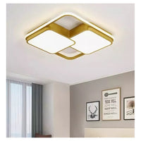 Trade Shop - Plafoniera Led 48w Quadrato Oro Moderno Lampadario Soffitto Luce Naturale 71455         