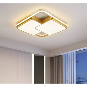 Trade Shop - Plafoniera Led 48w Quadrato Oro Moderno Lampadario Soffitto Luce Naturale 71455         