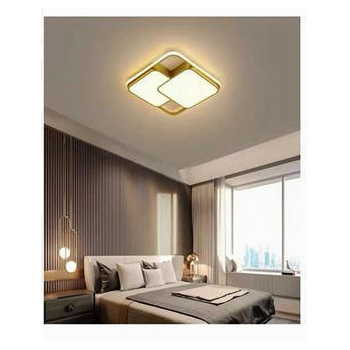 Trade Shop - Plafoniera Led 48w Quadrato Oro Moderno Lampadario Soffitto Luce Naturale 71455         