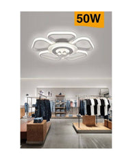 Plafoniera Led 50w Forma Fiore Con Pendenti Moderna Luce 6500k 3000k 4000k C42-b  -bianco Naturale      -