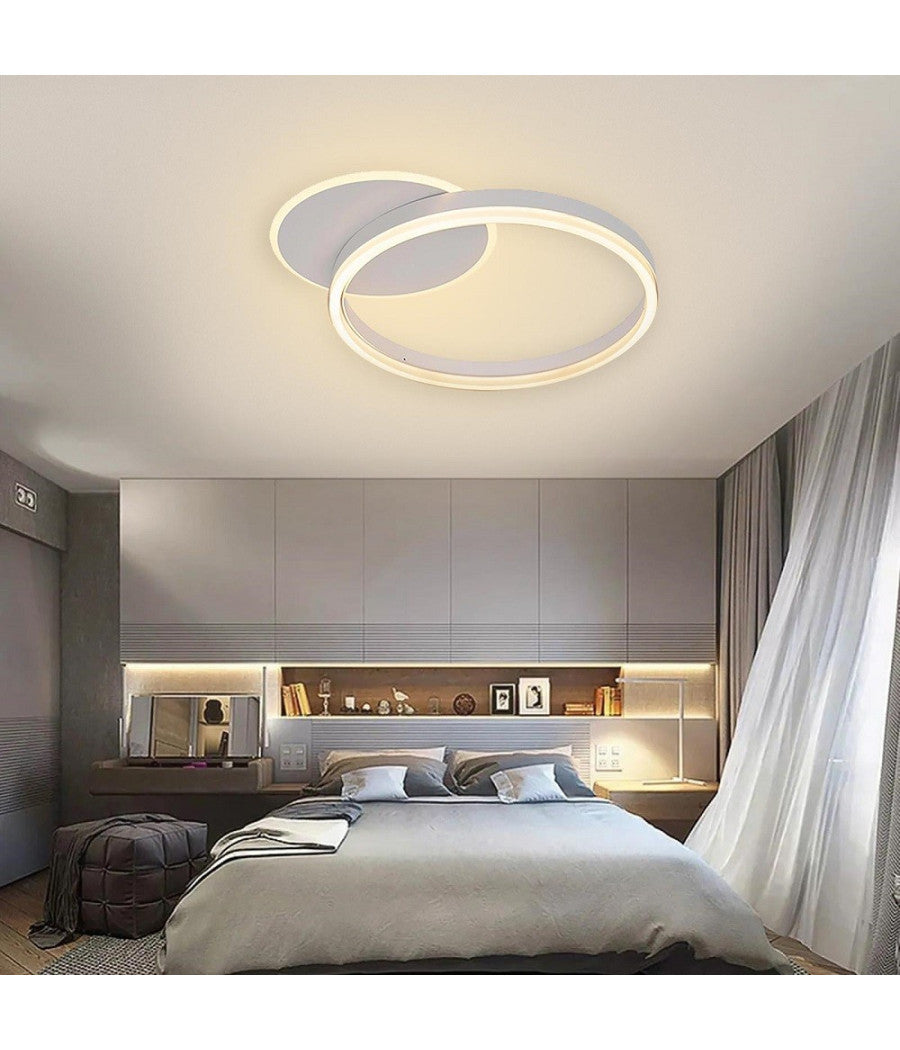 Plafoniera Led 51 W Cct Da 3000k A 6500k Dimmerabile Cerchi Luce Soffitto Parete         