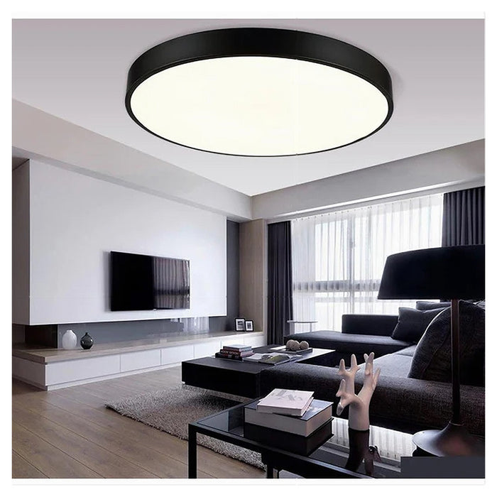 Trade Shop - Plafoniera Led 70 W Rotonda Lampada Soffitto Nero Lampadario Luce Naturale 02607         