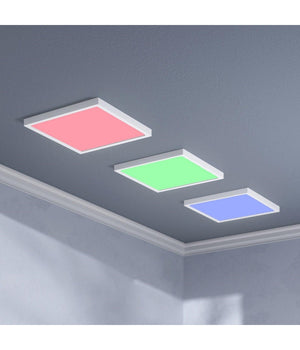 Plafoniera Led 94w Luce Rgb+3000k Rgbw 24v Cromoterapia Lampada Soffitto 62x62cm         