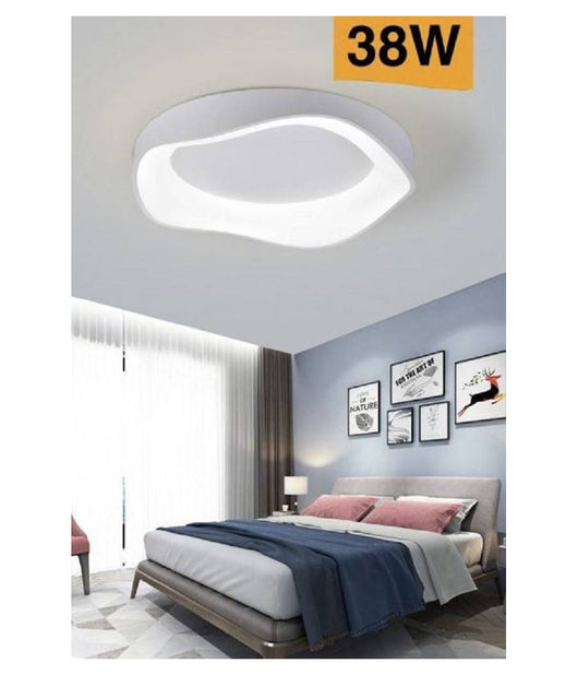 Plafoniera Led A Onda Bianca 38 W Ultra Moderna Tre Colorazione Di Luce C53-b3c         