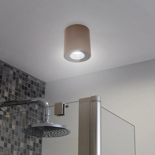 Plafoniera faretto TONDO lampada soffitto LED GU10 6W luce bagno sensoriale IP65 230V COLORE CORTEN RGBW+3000K