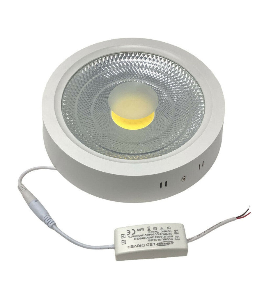 Plafoniera Led Cob 25 Watt Montaggio A Soffitto Luce Calda Fredda Naturale  -bianco Naturale      -