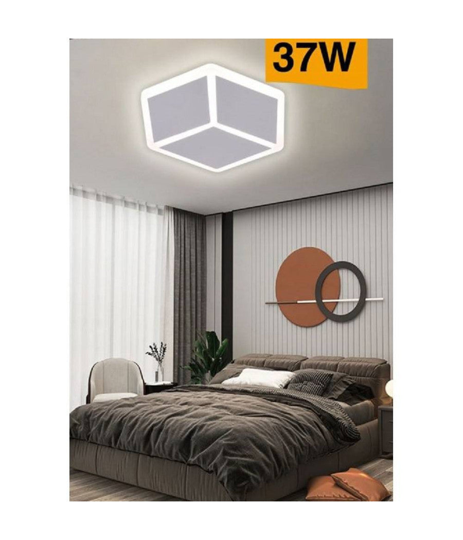 Plafoniera Led Forma Cubo 3d Da Soffitto 37w Bianca 3 Colorazioni Luce C52-b3c         