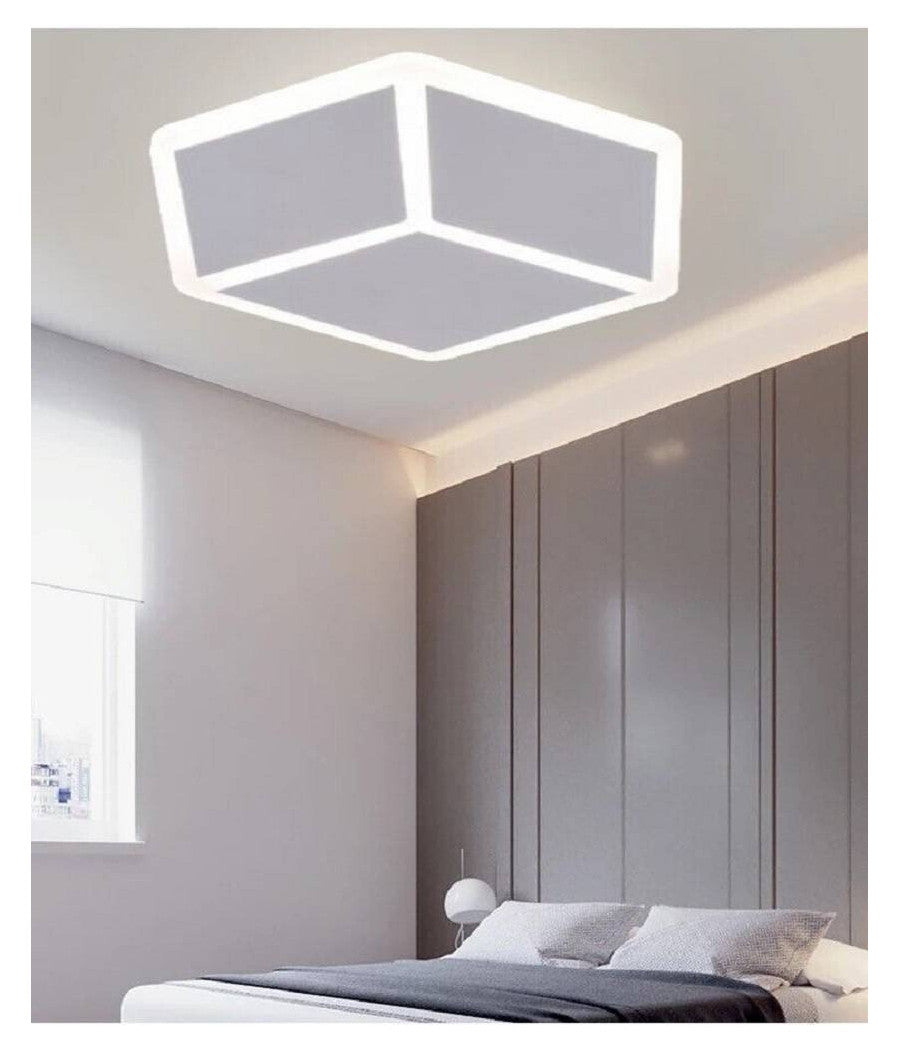 Plafoniera Led Forma Cubo 3d Da Soffitto 37w Bianca 3 Colorazioni Luce C52-b3c         