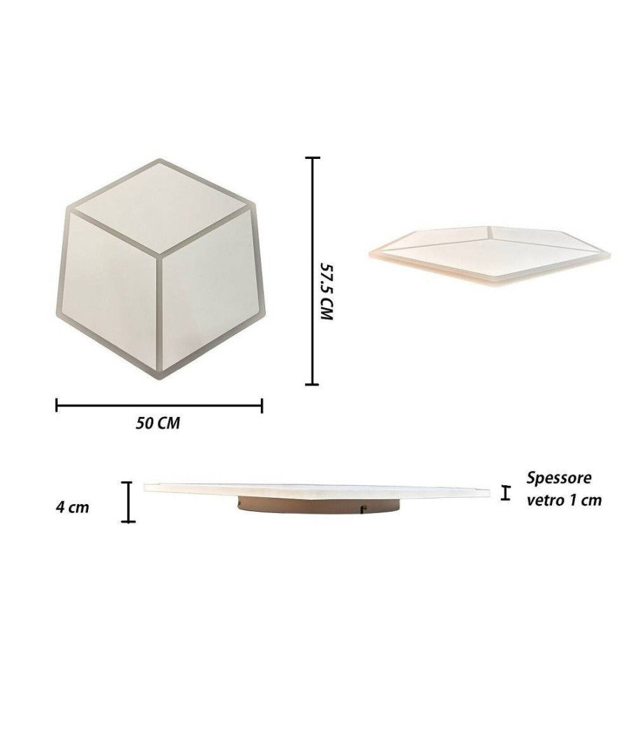 Plafoniera Led Forma Cubo 3d Da Soffitto 37w Bianca 3 Colorazioni Luce C52-b3c         