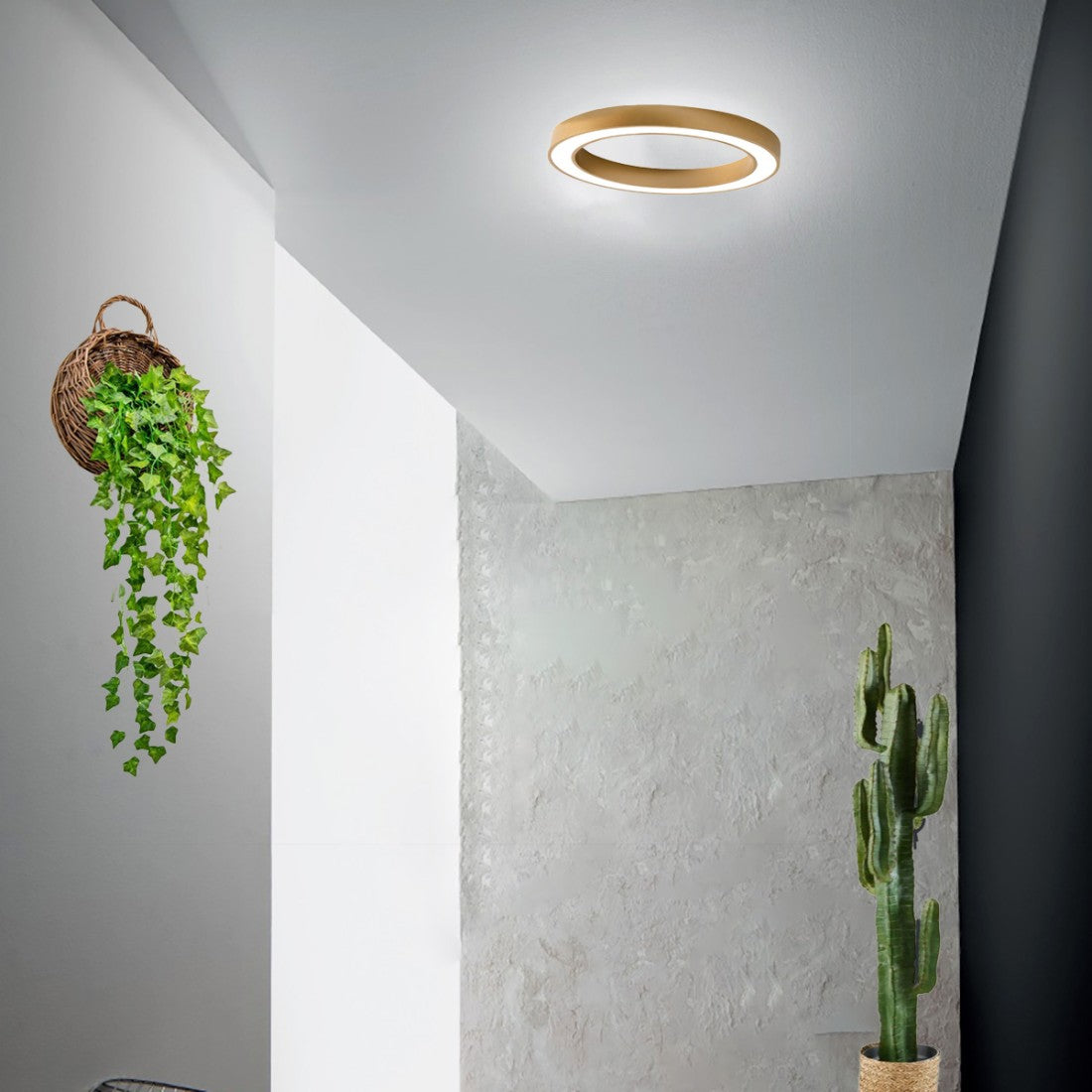 Plafoniera led gea luce flor pm oro 3600lm 3000°k lampada soffitto moderna