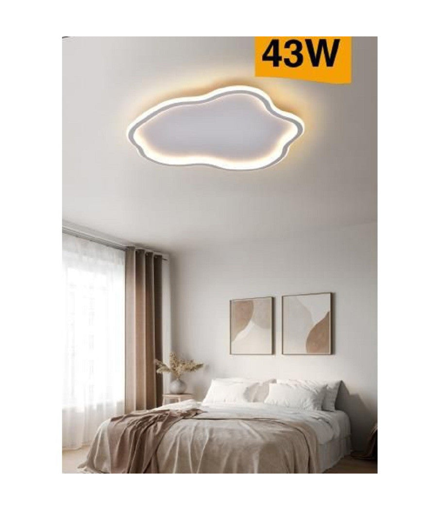 Plafoniera Led Lampada Soffitto Moderna Ondulata Luce Fredda Naturale Calda C48  -bianco Caldo      -