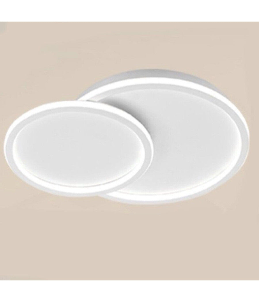 Plafoniera Led Lampadario Soffitto Design A 2 Cerchi Bianco Moderno 45w Pn-26-3c         