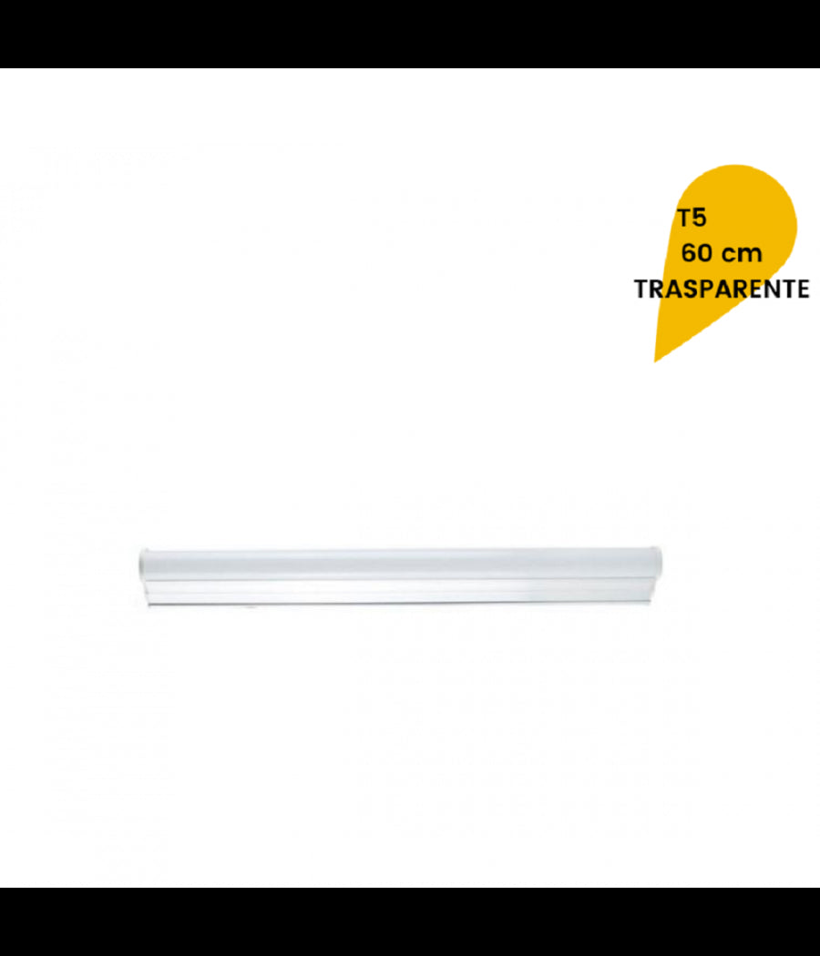 Plafoniera Led Neon T5 Sottopensile Vetro Trasparente 12 Watt 60 Cm  -bianco Caldo      -