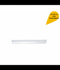 Plafoniera Led Neon T5 Sottopensile Vetro Trasparente 24 Watt 120 Cm  -bianco Naturale      -