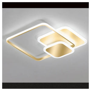 Trade Shop - Plafoniera Luce Fredda Led Quadrata 50 W Lampadario A Soffitto Oro Moderno 50088         