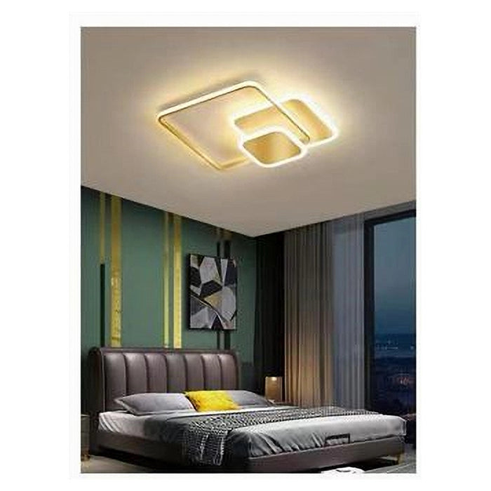 Trade Shop - Plafoniera Luce Fredda Led Quadrata 50 W Lampadario A Soffitto Oro Moderno 50088         