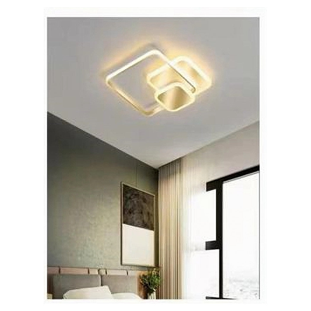 Trade Shop - Plafoniera Luce Fredda Led Quadrata 50 W Lampadario A Soffitto Oro Moderno 50088         