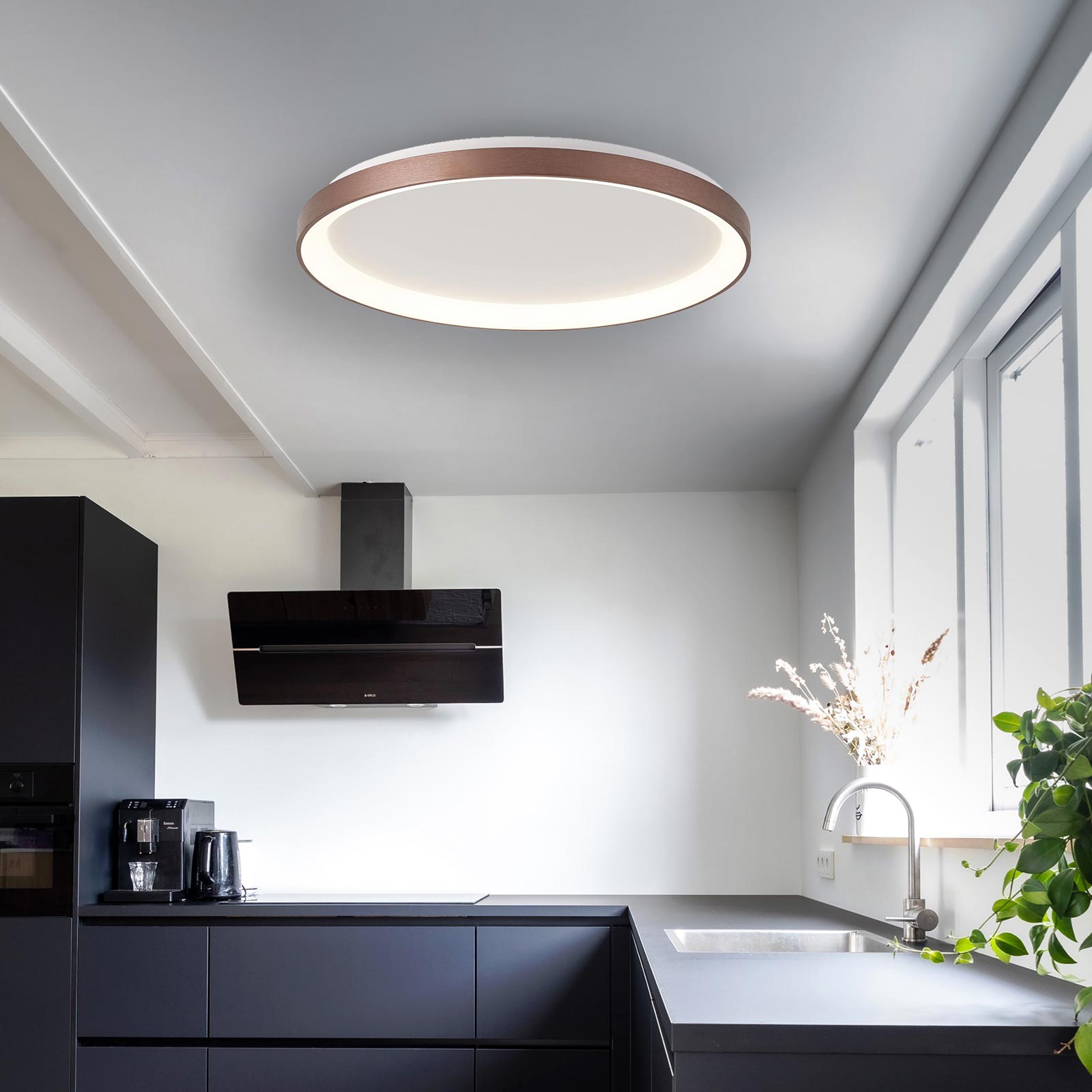 MEKAR 800 plafoniera rotonda LED 95W CCT 3000K 4000K lampada 80cm luce soffitto negozio salone 230V COLORE MARRONE