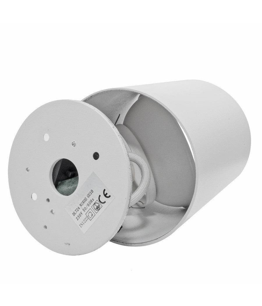 Plafoniera Moderna Faretto Cilindro Esterno Da Soffitto Attacco Gu10 Luce 230v  Bianco       