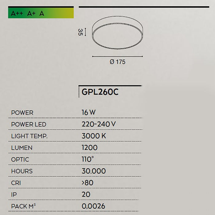 Plafoniera moderna gea led cloe 35 gpl260c led alluminio lampada soffitto