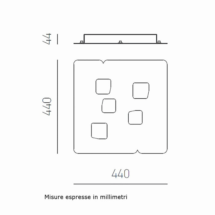 Plafoniera moderna gea luce giselle pm gx53 led alluminio lampada soffitto, finitura metallo acciaio