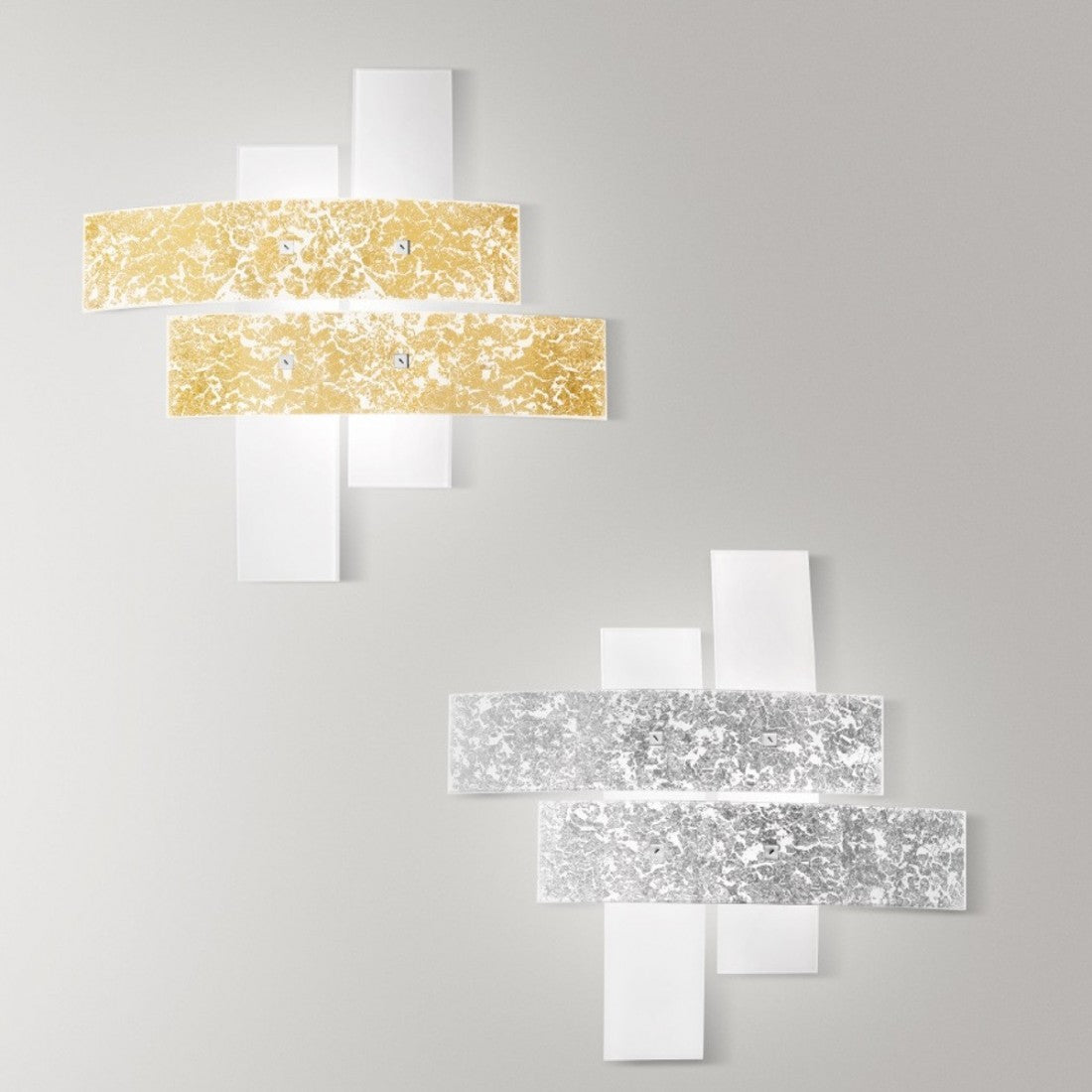 Plafoniera moderna gea luce lara pp e27 led vetro lampada soffitto, vetro foglia argento