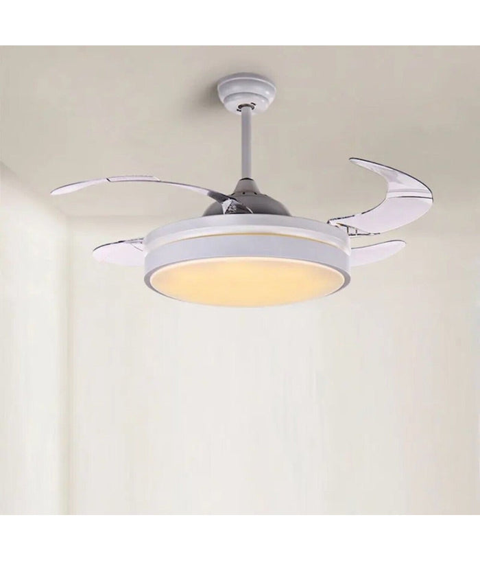 Plafoniera Moderna Led Con Ventilatore Soffitto Cambia 3 Luci Telecomando F7189         