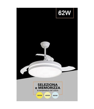 Plafoniera Moderna Led Con Ventilatore Soffitto Cambia 3 Luci Telecomando F7189         