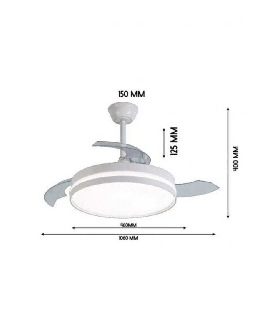 Plafoniera Moderna Led Con Ventilatore Soffitto Cambia 3 Luci Telecomando F7189         