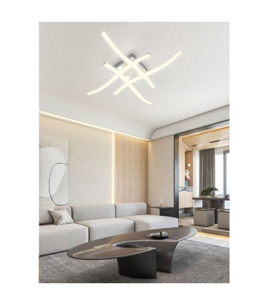 Plafoniera Moderna Led Soffitto Con Bracci A Onda Luce Fredda Naturale Calda C05  -bianco Naturale      -