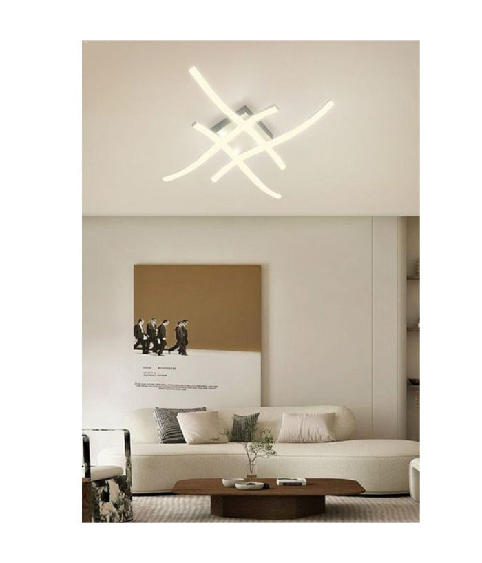 Plafoniera Moderna Led Soffitto Con Bracci A Onda Luce Fredda Naturale Calda C05         