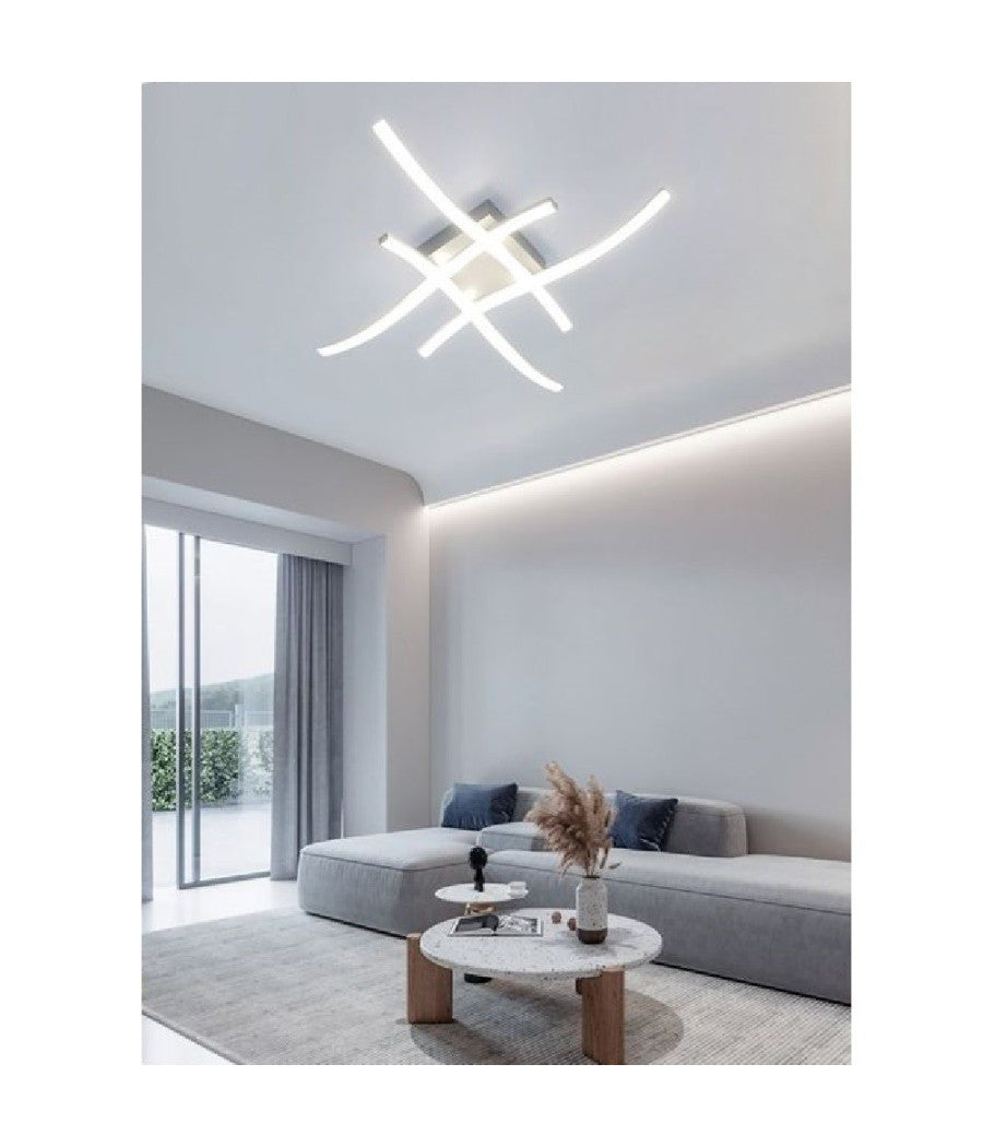 Plafoniera Moderna Led Soffitto Con Bracci A Onda Luce Fredda Naturale Calda C05         