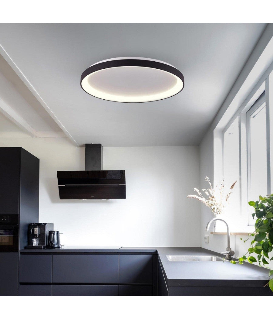 Plafoniera Moderna Tonda Led Cct 42w 3000k 4000k Luce Soffitto Lampada Muro 58cm  Nero       