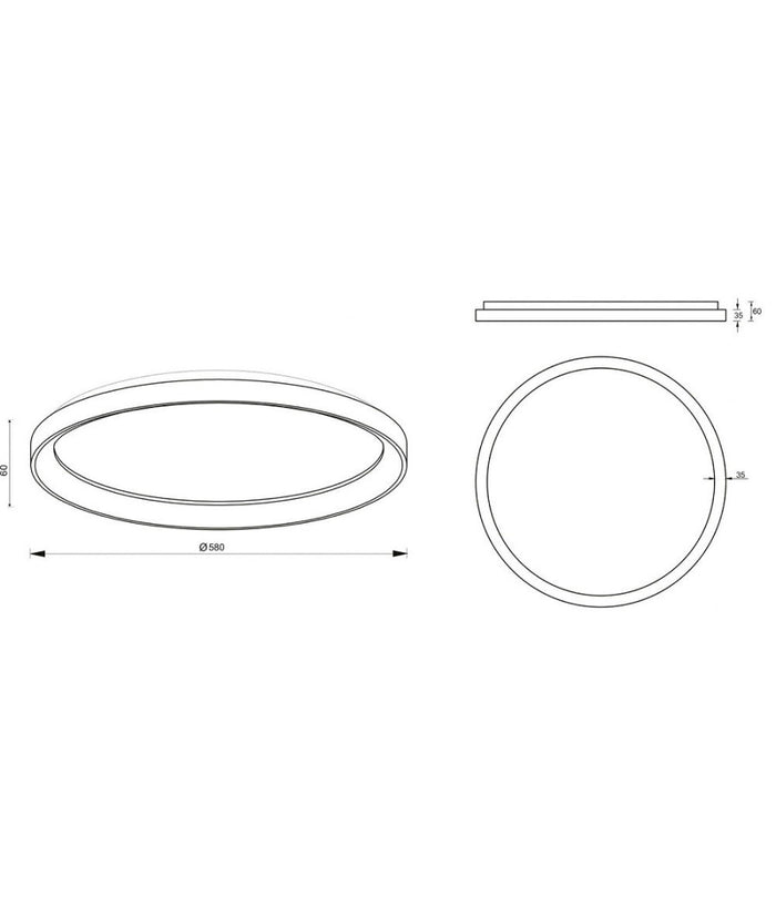 Plafoniera Moderna Tonda Led Cct 42w 3000k 4000k Luce Soffitto Lampada Muro 58cm         