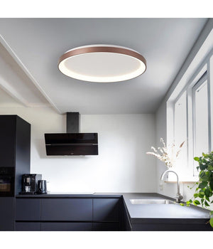 Plafoniera Moderna Tonda Led Cct 60 W 3000k 4000k Soffitto Lampada Parete 80 Cm  Marrone       