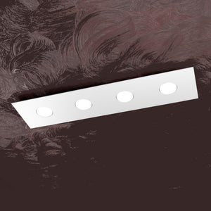 Plafoniera moderna top light area 1127 pl4 r gx53 led metallo lampada soffitto, finitura metallo bianco